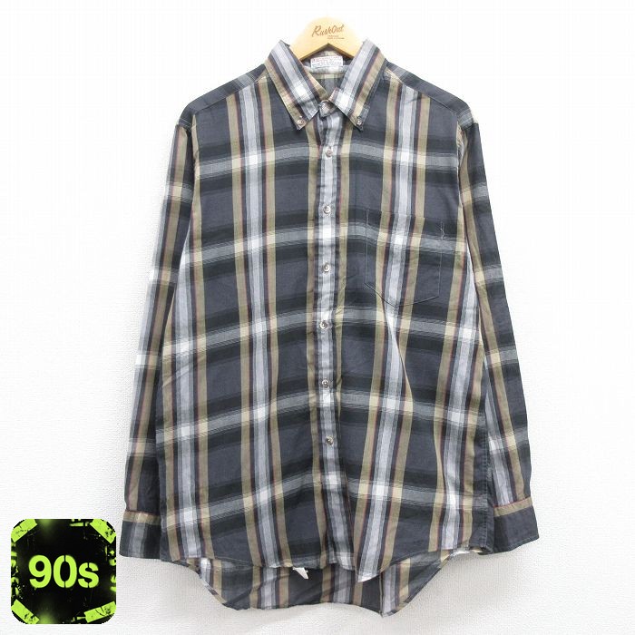 【50%OFF】90s 長袖シャツ ブラックチェック L | 古着
