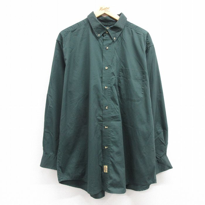 【50%OFF】XL★古着 Wear Guard 長袖 シャツ メンズ 00年代 00s 大きいサイズ ボタンダウン 緑 グリーン 24feb07 中古 トップス