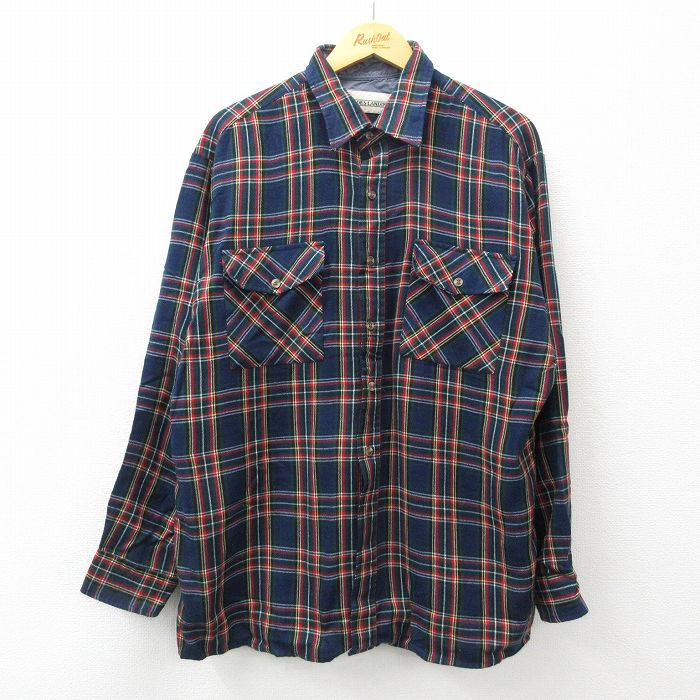 00s 長袖シャツ ネイビータータンチェック XL | 古着