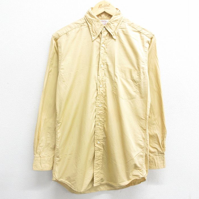 M★古着 長袖 シャツ メンズ コットン ボタンダウン 黄系 イエロー 24feb26 中古 トップス