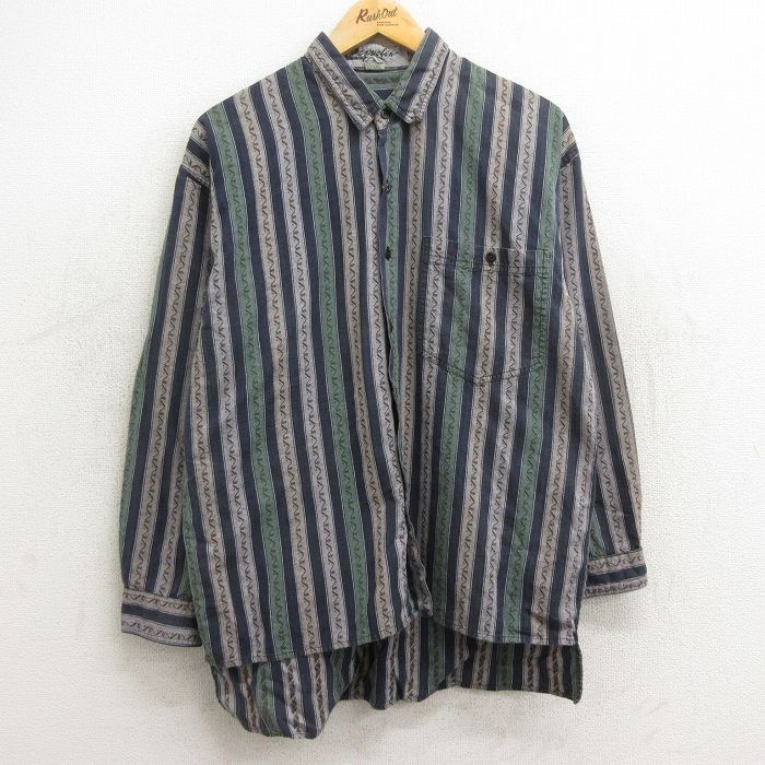 00s 長袖シャツ ストライプ グレー M | 古着