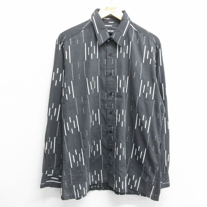 【50%OFF】XL★古着 長袖 シャツ メンズ 00年代 00s 黒他 ブラック 24aug08 中古 トップス