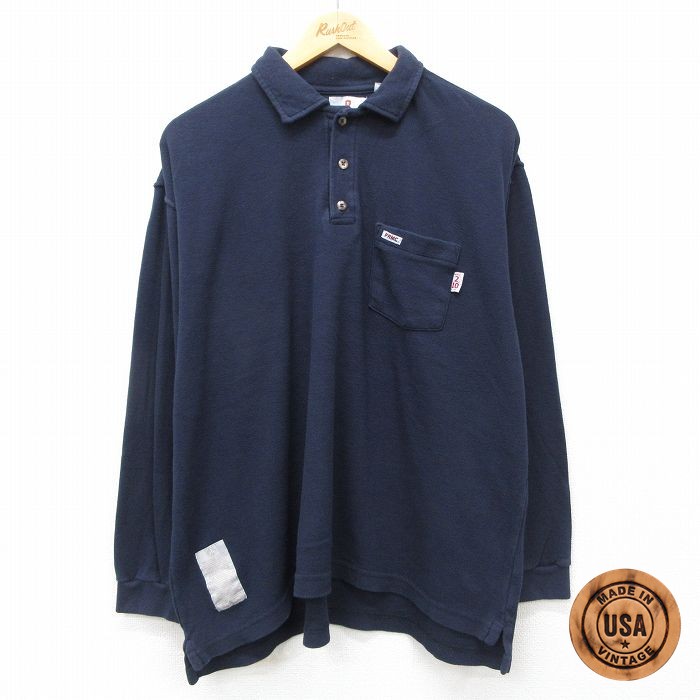 TYNDALE 長袖ポロシャツ ネイビー XL | 古着