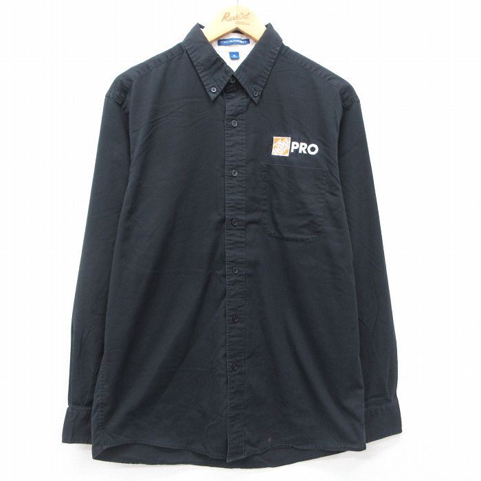 M★古着 長袖 シャツ メンズ PRO ボタンダウン 黒 ブラック 24aug29 中古 トップス