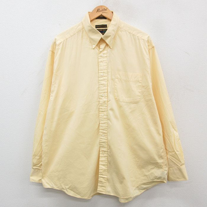 XL★古着 長袖 シャツ メンズ 00年代 00s オックスフォード コットン ボタンダウン 黄 イエロー 24sep30 24oct01 中古 トップス