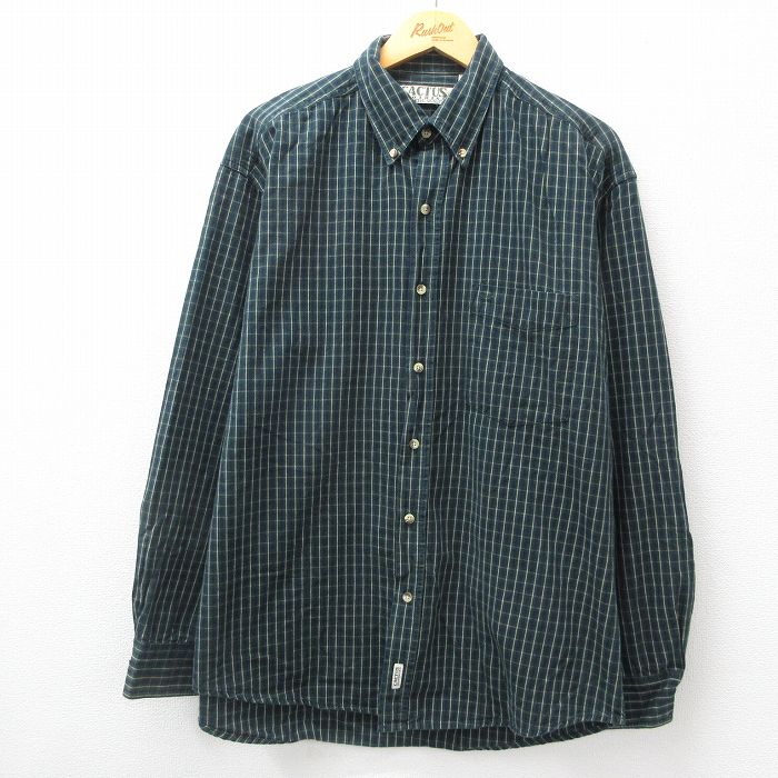 【50%OFF】グリーンチェック 長袖シャツ XL | 古着