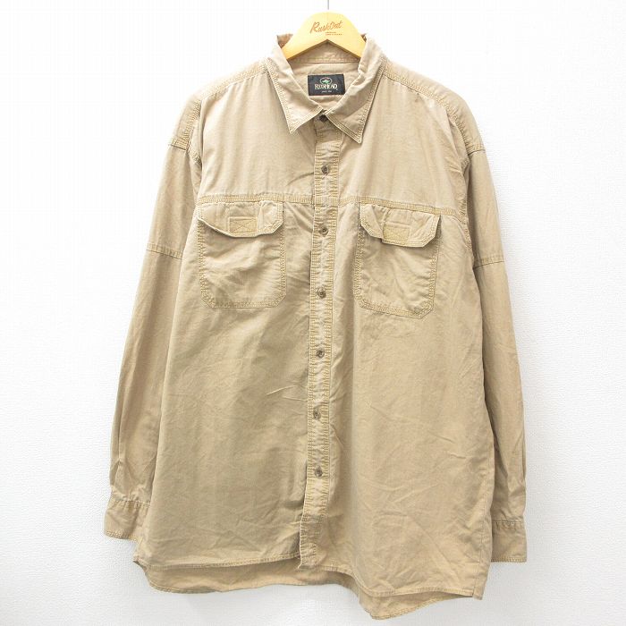 XL★古着 レッドヘッド 長袖 シャツ メンズ 00年代 00s 大きいサイズ ロング丈 ベージュ カーキ 24oct26 中古 トップス
