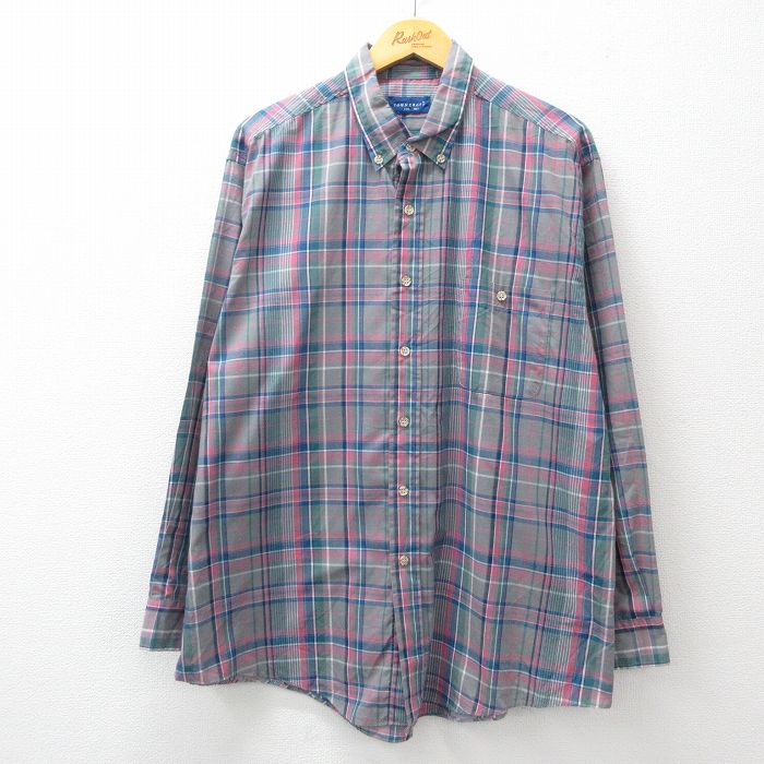 タウンクラフト 90s 長袖シャツ グレーチェック XL | 古着