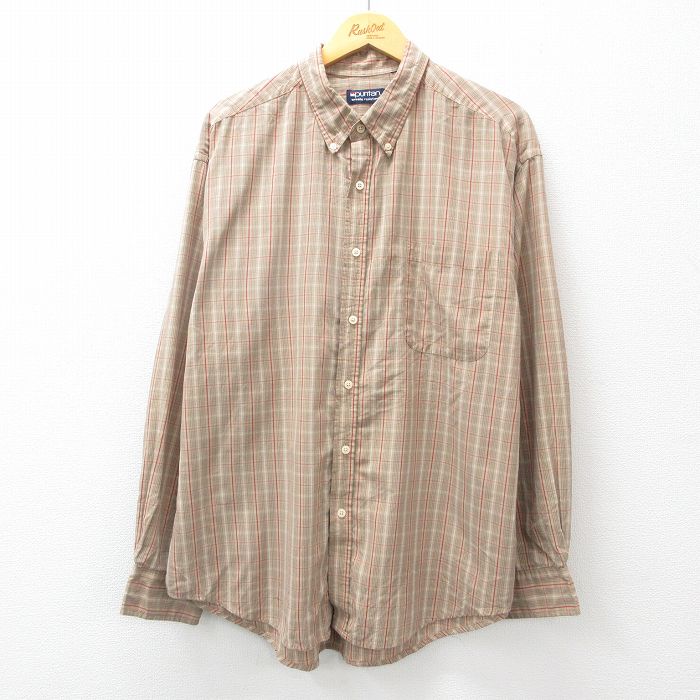 ピューリタン 00s 長袖シャツ ブラウンチェック XL | 古着