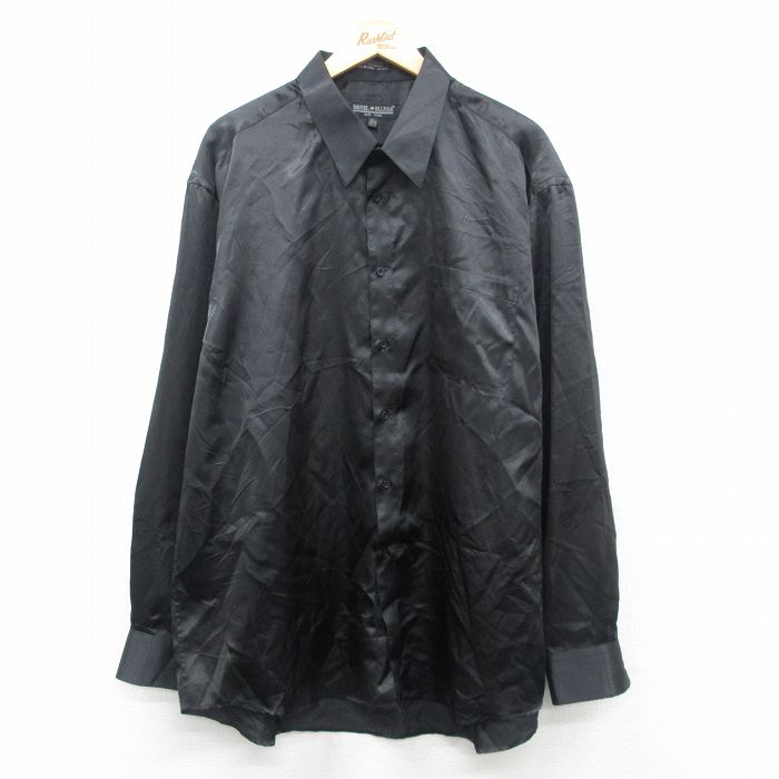 XL★古着 長袖 シャツ メンズ 00年代 00s 大きいサイズ ロング丈 黒 ブラック 24nov15 中古 トップス