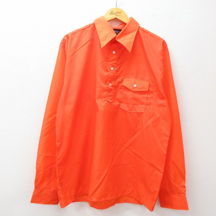 【50%OFF】XL★古着 長袖 シャツ メンズ 80年代 80s オレンジ 24nov18 中古 トップス