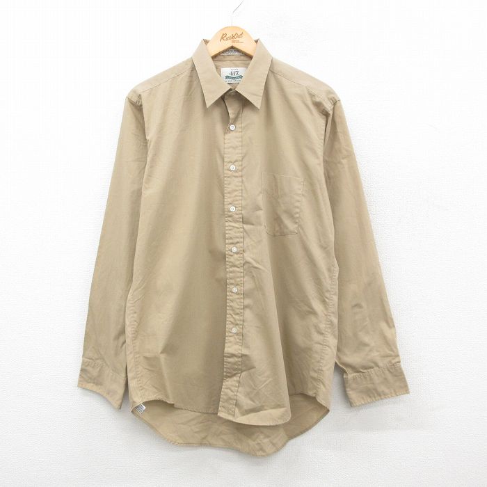 【50%OFF】L★古着 バンヒューセン 長袖 シャツ メンズ 90年代 90s ベージュ カーキ 24nov19 中古 トップス