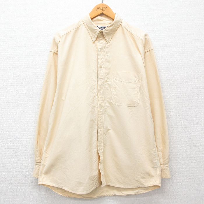 XL★古着 リー Lee 長袖 シャツ メンズ 00年代 00s コットン ボタンダウン 薄黄 イエロー 24nov25 中古 トップス
