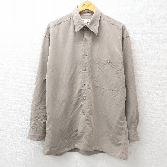 L★古着 ピエールカルダン pierre cardin 長袖 ブランド シャツ メンズ 90年代 90s レーヨン グレー系 24nov25 中古 トップス