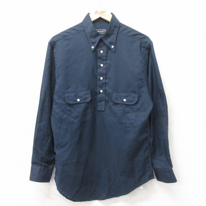 M★古着 GANT 長袖 シャツ メンズ 80年代 80s ボタンダウン 紺 ネイビー 24nov25 中古 トップス