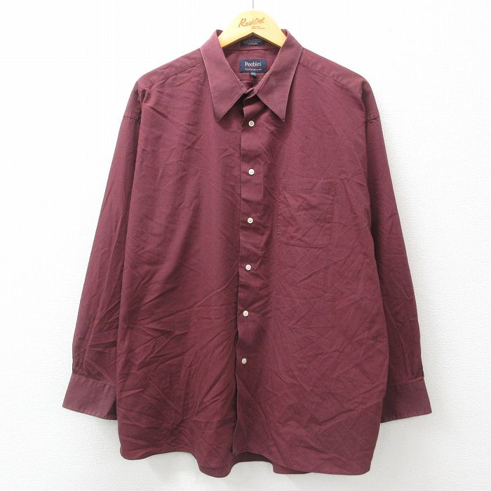 XL★古着 長袖 シャツ メンズ 大きいサイズ エンジ 24nov27 中古 トップス