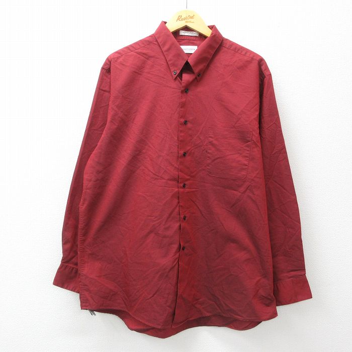 XL★古着 バンヒューセン 長袖 シャツ メンズ 00年代 00s 大きいサイズ ボタンダウン エンジ 24nov27 中古 トップス