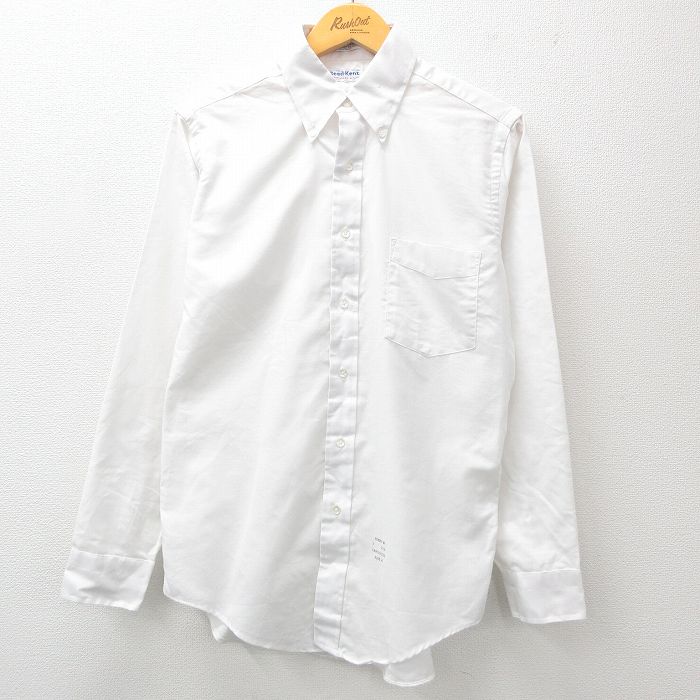 【20%OFF】M★古着 長袖 シャツ メンズ 80年代 80s ボタンダウン 白 ホワイト 24nov27 中古 トップス