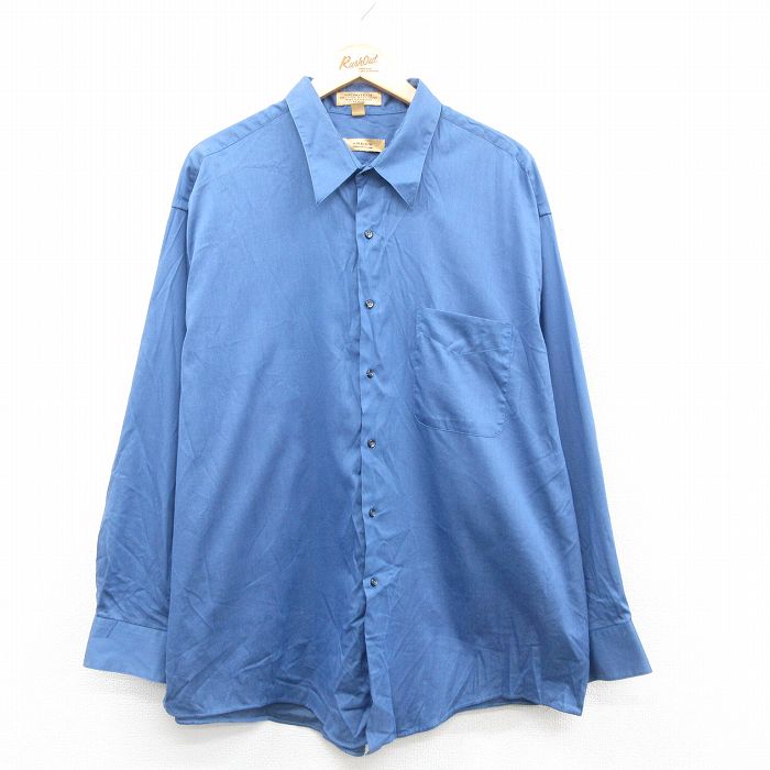 XL★古着 アロー 長袖 シャツ メンズ 大きいサイズ ロング丈 薄紺 ネイビー 24nov30 中古 トップス