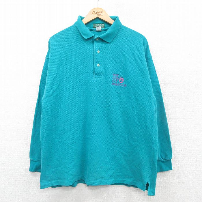 ニューヨークマラソン 90s 長袖ポロシャツ ライトブルー L | 古着