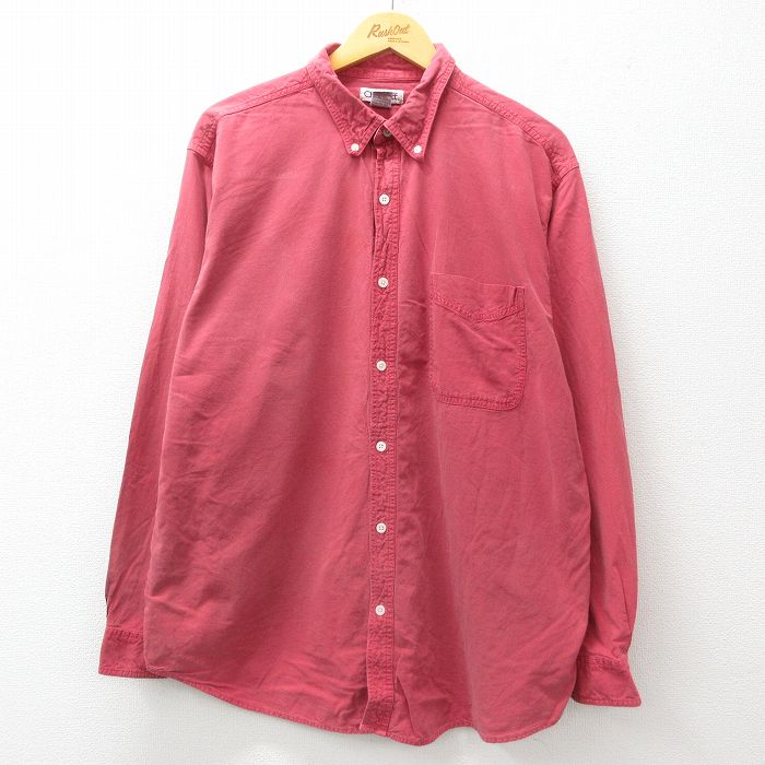 XL★古着 チェロキー 長袖 シャツ メンズ 00年代 00s ロング丈 コットン ボタンダウン 濃ピンク系 24dec10 中古 トップス