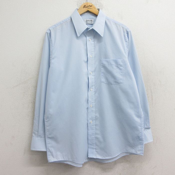 L★古着 アロー 長袖 シャツ メンズ 90年代 90s USA製 薄紺 ネイビー 24dec10 中古 トップス