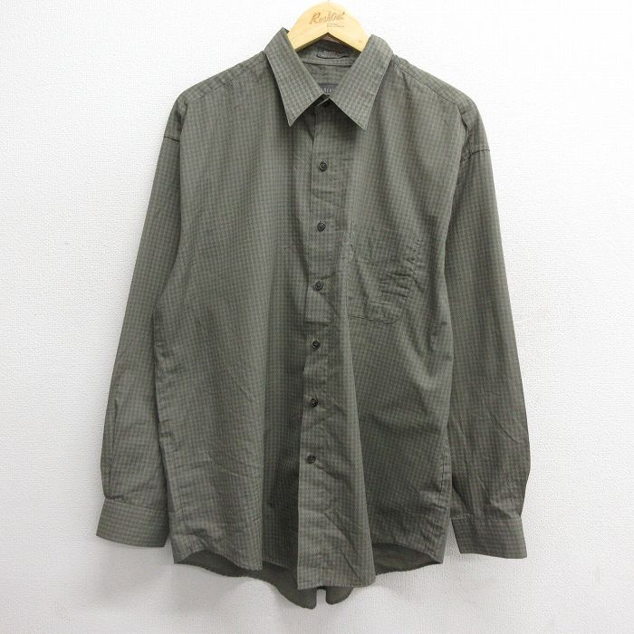 【50%OFF】XL★古着 バンヒューセン 長袖 シャツ メンズ 緑系 グリーン 24dec12 中古 トップス