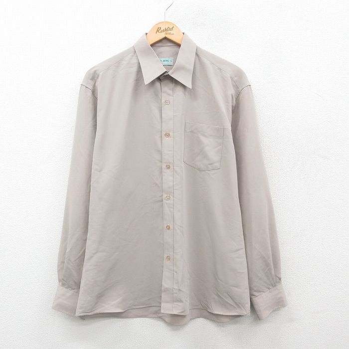 【20%OFF】L★古着 長袖 シャツ メンズ 80年代 80s グレー 24dec16 中古 トップス