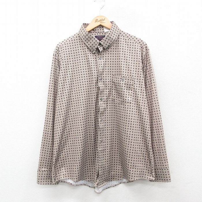 【50%OFF】XL★古着 長袖 シャツ メンズ 90年代 90s 大きいサイズ ボタンダウン USA製 ベージュ系他 カーキ 24dec16 中古 トップス