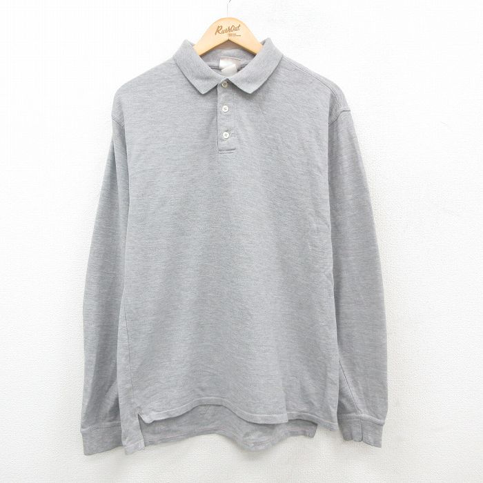 ヘインズ 00s 長袖ポロシャツ 鹿の子 グレー M | 古着