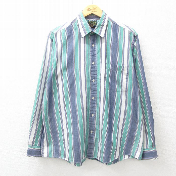 【50%OFF】XL★古着 長袖 シャツ メンズ 90年代 90s 薄紺他 ネイビー ストライプ 25jan14 中古 トップス