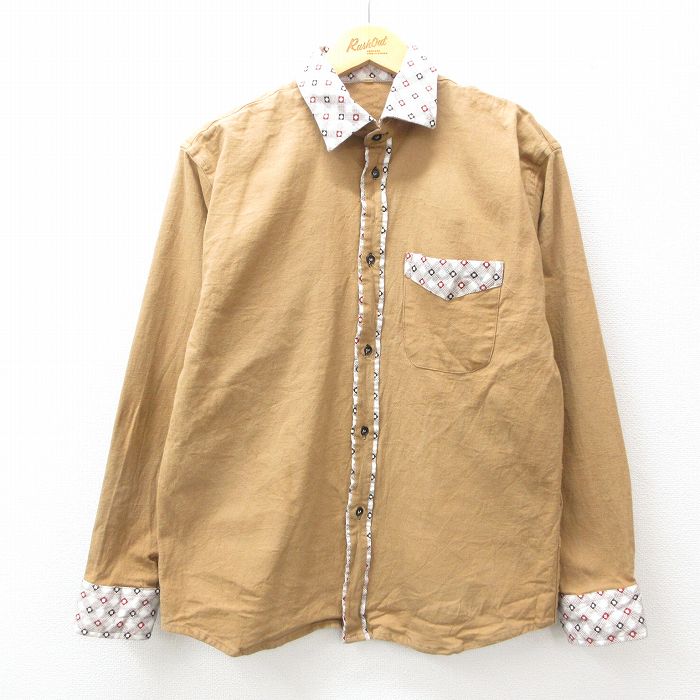 M★古着 長袖 シャツ メンズ 茶他 ブラウン 25jan14 中古 トップス