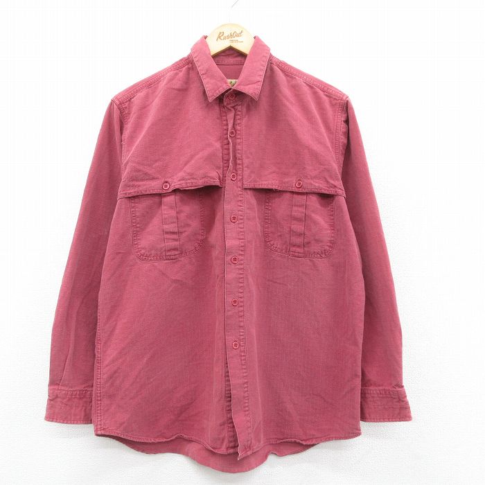 【50%OFF】L★古着 カベラス 長袖 シャツ メンズ 80年代 80s コットン エンジ 25jan18 中古 トップス