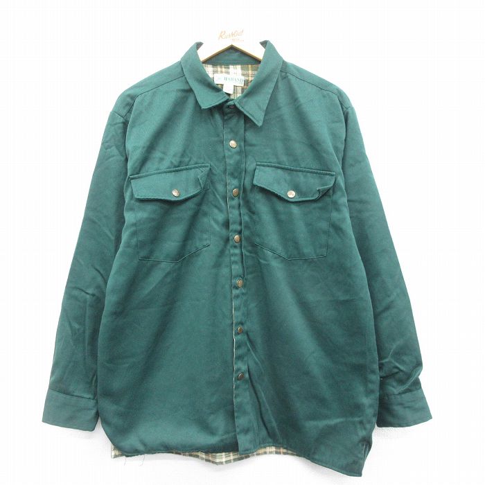 M★古着 HABAND 長袖 シャツ メンズ 緑 グリーン 25jan18 中古 トップス