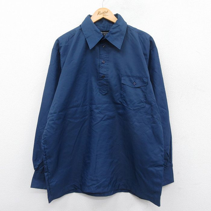 【20%OFF】XL★古着 長袖 シャツ メンズ 80年代 80s 紺 ネイビー 25jan18 中古 トップス