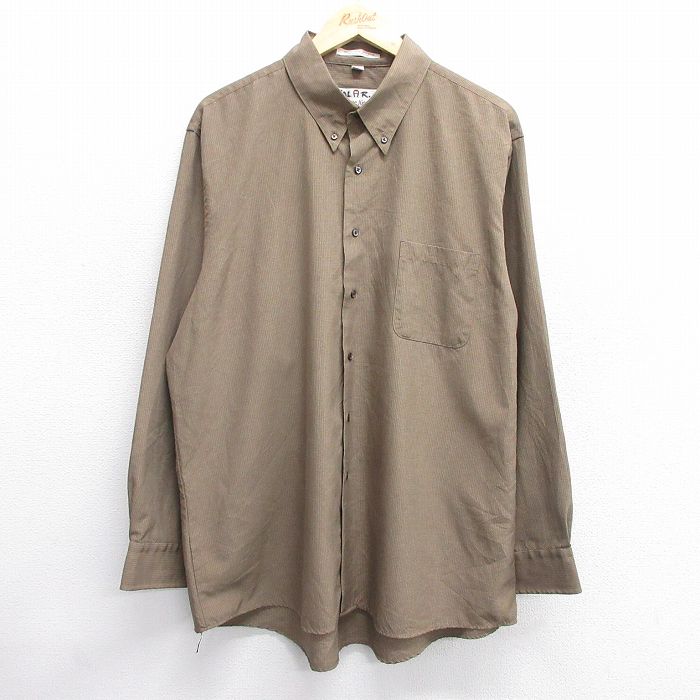 カーキチェック長袖シャツ ベージュ XL | 古着