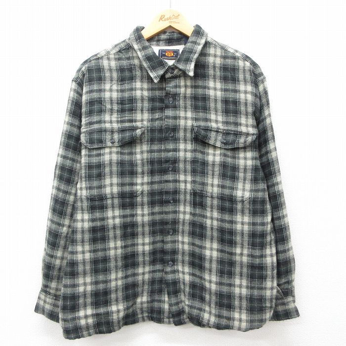 XL★古着 ルート66 長袖 シャツ メンズ 00年代 00s 濃緑他 グリーン チェック 内側サーマル 25jan25 中古 トップス