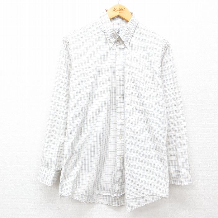 XL★古着 バンヒューセン 長袖 シャツ メンズ 00年代 00s ボタンダウン USA製 白他 ホワイト チェック 25feb06 中古 トップス