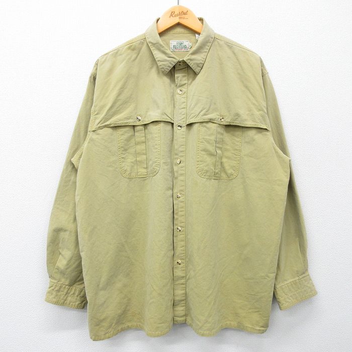 【20%OFF】XL★古着 レッドヘッド 長袖 シャツ メンズ 00年代 00s ヒジ当て 大きいサイズ コットン 緑系 グリーン 25feb12 中古 トップス