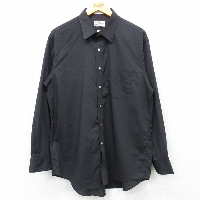 XL★古着 シアーズ 長袖 シャツ メンズ 90年代 90s 黒 ブラック 25feb12 中古 トップス