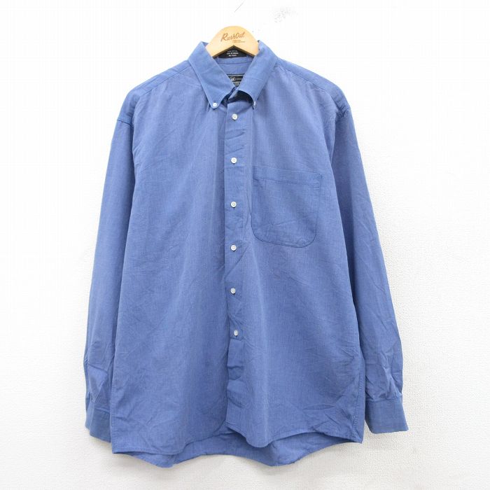 M★古着 長袖 シャツ メンズ ボタンダウン カナダ製 薄紺 ネイビー 25feb10 中古 トップス