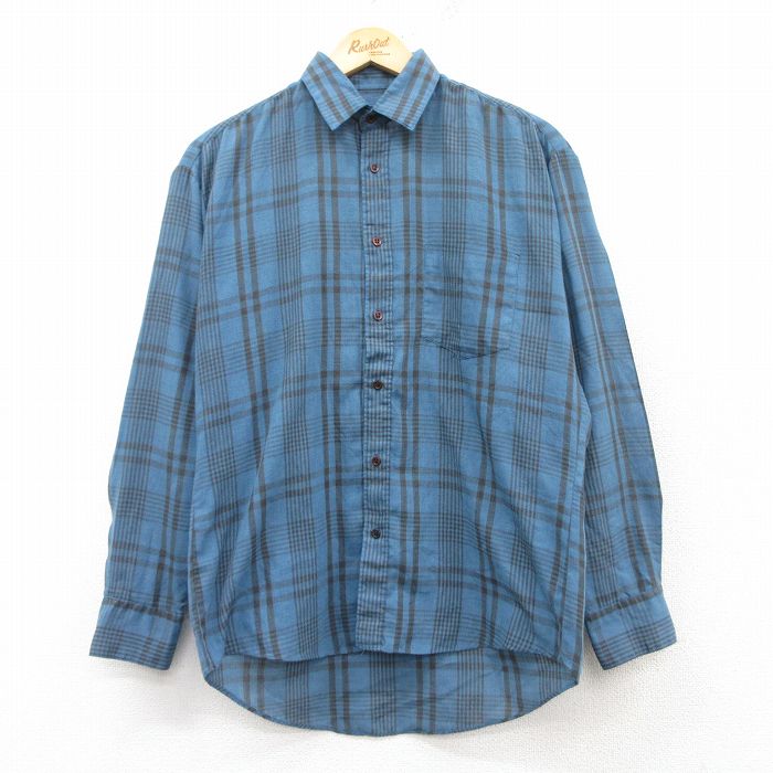 M★古着 長袖 シャツ メンズ 00年代 00s 紺他 ネイビー チェック 25feb15 中古 トップス