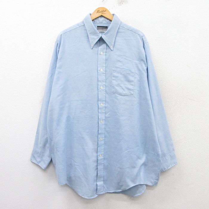 【50%OFF】XL★古着 JCペニー 長袖 シャツ メンズ 80年代 80s 大きいサイズ ロング丈 ボタンダウン 薄紺 ネイビー 25feb15 中古 トップス