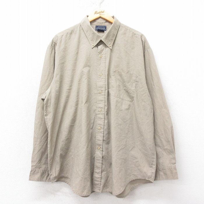 XL★古着 ベーシックエディションズ 長袖 シャツ メンズ 00年代 00s 大きいサイズ ボタンダウン グレー系 25feb15 中古 トップス