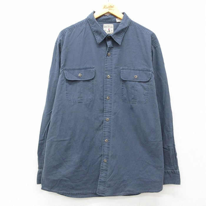XL★古着 レッドヘッド 長袖 シャツ メンズ 薄紺 ネイビー 25feb17 中古 トップス