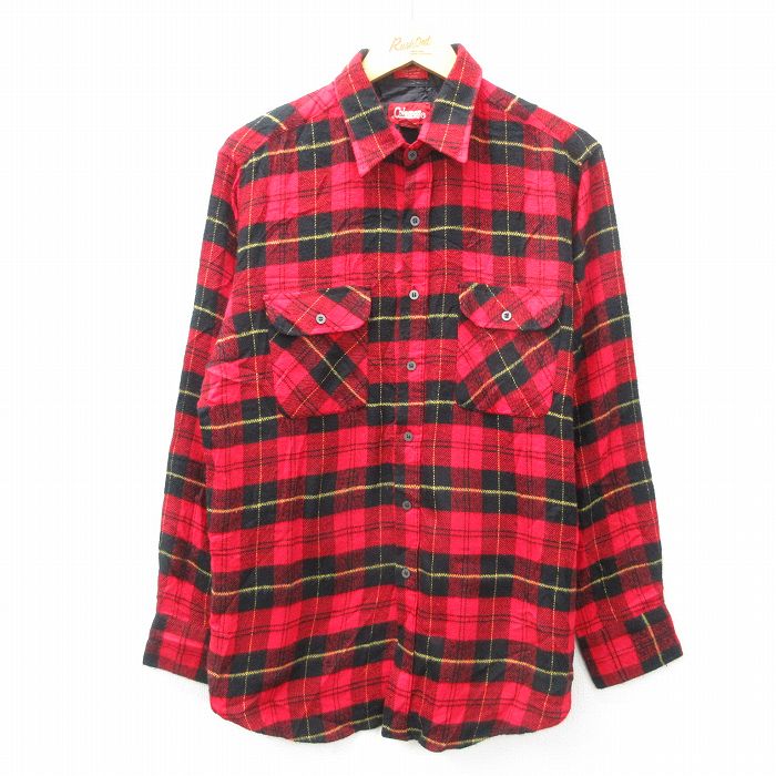 L★古着 長袖 シャツ メンズ 赤 レッド タータン チェック 25feb19 中古 トップス