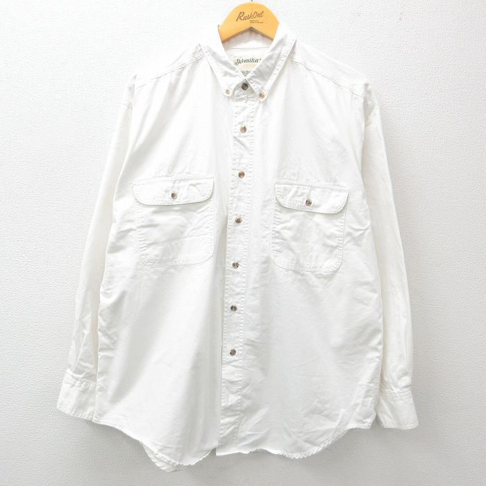 M★古着 セントジョンズベイ 長袖 シャツ メンズ 90年代 90s コットン ボタンダウン 白 ホワイト 25feb19 中古 トップス