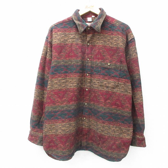 【50%OFF】XL★古着 THE TERRITORY AHEAD 長袖 シャツ メンズ 00年代 00s コットン 茶他 ブラウン 【spe】 25feb21 中古 トップス