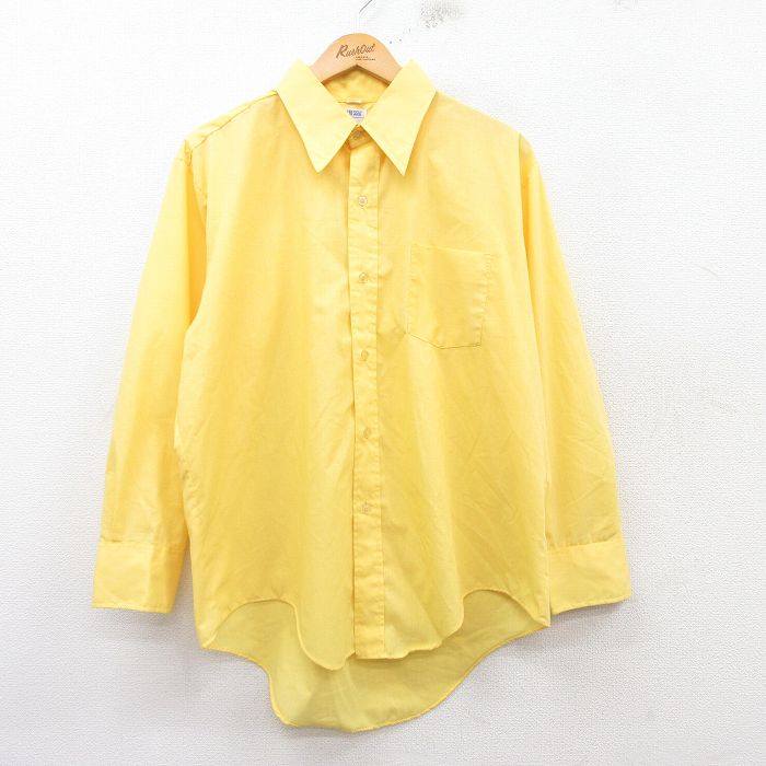 XL★古着 長袖 シャツ メンズ 80年代 80s 黄 イエロー 25feb22 中古 トップス