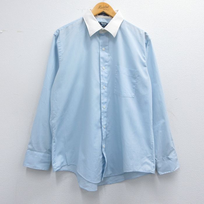 XL★古着 アロー 長袖 シャツ メンズ 90年代 90s 薄紺他 ネイビー 25feb22 中古 トップス